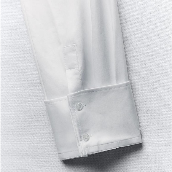 Zara Preowned Cropped Gabardine Shirt Size S White - Picture 7 of 9